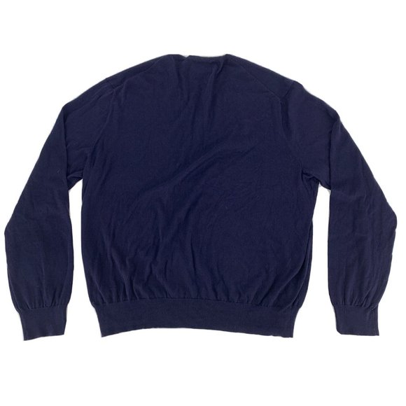 Men's Polo by Ralph Lauren Long Sleeve V-Neck Sweater Blue XL 100% Pima Cotton - Picture 6 of 9